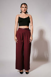 Inverted Pleated Pants Maroon